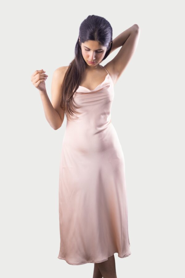 Cowl Satin Dress - Image 3