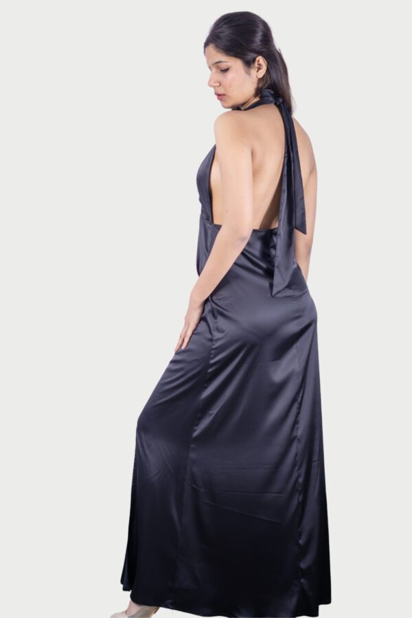 Long Satin Cowl Neck Dress - Image 3