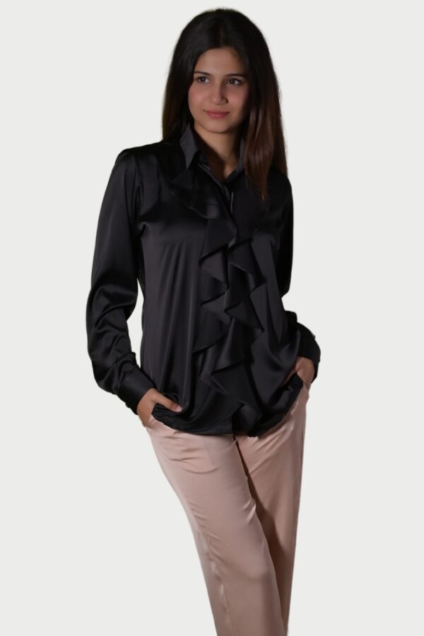 Satin Ruffle Shirt - Image 3