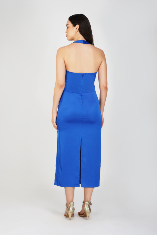 Satin long midi dress cutout